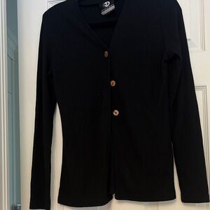 Black Button-Front Cardigan